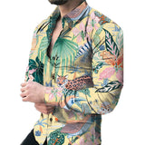 Men's Casual Long Sleeved Large Floral Shirt