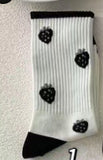 Black Strawberry Socks Women's Mid Tube Stockings Japanese Butterfly Student All-match Deodorant Long Socks