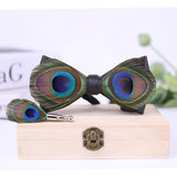 Men's Bow Tie Peacock Big Eyes Blue Feather