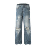 Washed And Frayed Jeans Men's Street Tide Brand