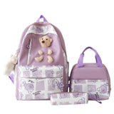 Elementary And Middle School Student Schoolbags Women's Cute Bear Lunch Box Three-piece Set