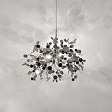 Nordic Minimalist Living Room Window Bar Tree Leaf Stainless Steel Chandelier