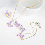 Lucky Crystal Butterfly Four-piece Suit Color Necklace