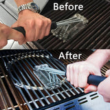 18-inch Three-head Barbecue Grill Cleaning Brush Steel Wire Oven Outdoor BBQ Tools