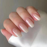 Pink Mid-length Nail Sequins White Cute Sweet And Simple Wear