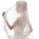 Veil White Ivory Embroidery Applique Double Rounds Comb