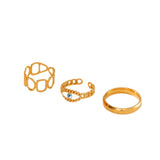 European And American Elegant Stainless Steel Golden Open-end Eyes O-shaped Square Ring Suit