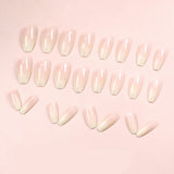 Pink Mid-length Nail Sequins White Cute Sweet And Simple Wear