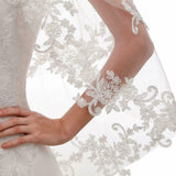 Veil White Ivory Embroidery Applique Double Rounds Comb