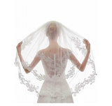 Veil White Ivory Embroidery Applique Double Rounds Comb