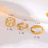 European And American Elegant Stainless Steel Golden Open-end Eyes O-shaped Square Ring Suit