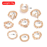 Hip Hop Personality OT Chain Gold Ring Buckle 9-piece Ring Set