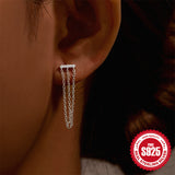 S925 Sterling Silver Tassel Cartilage Horse Eye Zircon Piercing Ear Stud