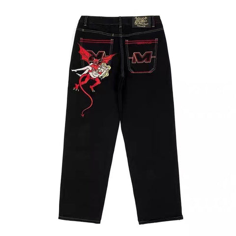 Devil And Beauty Jeans Men's Casual Loose Straight Trousers