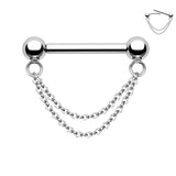 Stainless Steel Nose Chain Insert Double-layer Nose Chain Piercing Jewelry Horseshoe Ring Nose Stud