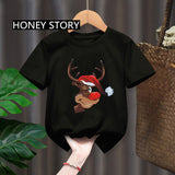 Fashionable Christmas New Santa Claus Elk Children's T-shirt