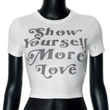 European And American INS Street Hipster Round Neck T-shirt Versatile Letter Print Navel Short Sleeve