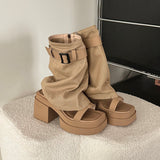 Super Soft Platform High Heel Sandal Boots Women's Open Toe