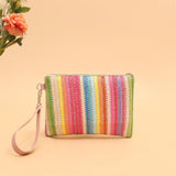 Online Influencer Rainbow Woven Bag Clutch Coin Purse