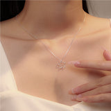 S999 Sterling Silver Five-pointed Star Ring Necklace Korean Style