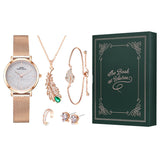 Ladies Set Watch Rhinestone Jewelry Bracelet Necklace