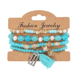 Bohemian Tassel Crystal Pendant Multi-layer Vintage Bead Bracelet