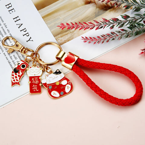 Cute Creative Metal Lucky Cat Car Key Ring