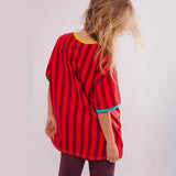 Women's Top Striped Contrast Color Casual Loose Short Sleeves T-shirt