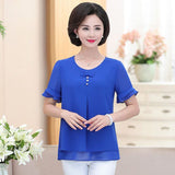 Mom Summer Clothes Chiffon Small Shirt Plus Size Loose