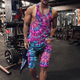 Men's Clothing Series Fashion Camisole Colorful Hip Hop Print Sleeveless Top Shorts Suit