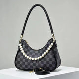 Versatile Lattice Pearl Women's Shoulder Messenger Bag