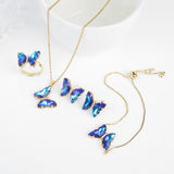 Lucky Crystal Butterfly Four-piece Suit Color Necklace