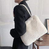 Women's Fashion Plush Pearl Shoulder Bag