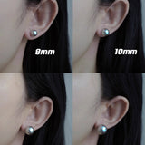 Simple Design Gray Pearl Stud Earrings For Women