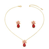 Simple Flower Necklace And Earrings Suite Inlaid Zircon