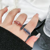 Retro Gang Drill Colored Gems Ring Fashion