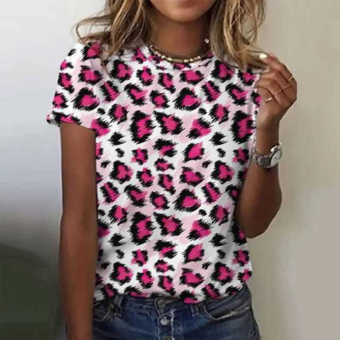 Fashion Leopard Print Casual Short Sleeve