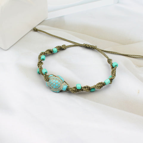 Beach Vacation Style Turquoise Turtle Adjustable Bracelet