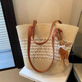 Tote Seaside Large Capacity Woven Shoulder Bag Rattan Woven