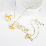 Lucky Crystal Butterfly Four-piece Suit Color Necklace