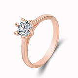 Female Six-claw Crystal Zircon Simple Ring