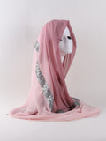 Women's Two-tone Gradient Pearl Chiffon Lace Sequined Scarf