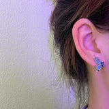 Super Fairy Painting Oil Blue Butterfly Studs