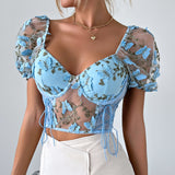 Summer New Hot Girl Backless See-through Sling Stitching Mesh European And American Vest