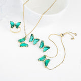 Lucky Crystal Butterfly Four-piece Suit Color Necklace