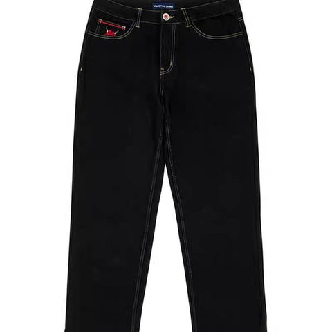 Devil And Beauty Jeans Men's Casual Loose Straight Trousers