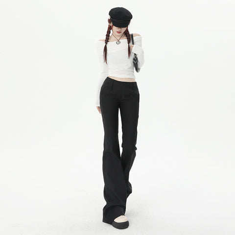 Autumn New Black Retro Casual Pants Women