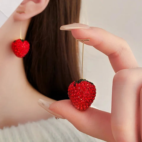 Red Strawberry Fashion Design Earrings