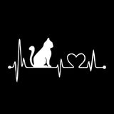 Love Heart Electrocardiogram Music Cartoon Cat Car Sticker