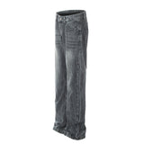 Men's Marble Pattern Washed And Worn Jeans